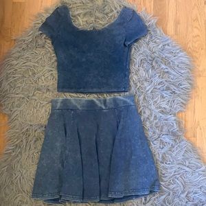 Blue crop top + skirt set